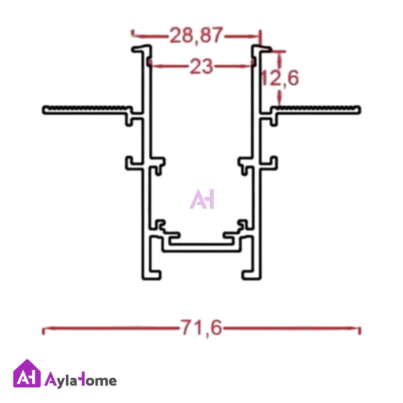 پروفیل ریل مگنتی آلومینیومی 2/5 سانتی توکار کد MR25 مشکی (شاخه 3 متری)