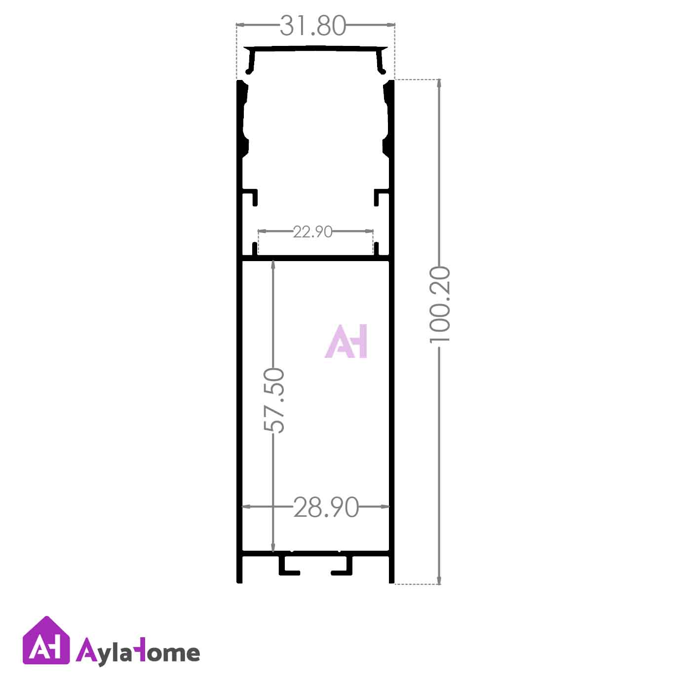 پروفیل نور خطی آلومینیومی لوستری کد L31100 مشکی (شاخه 3 متری)