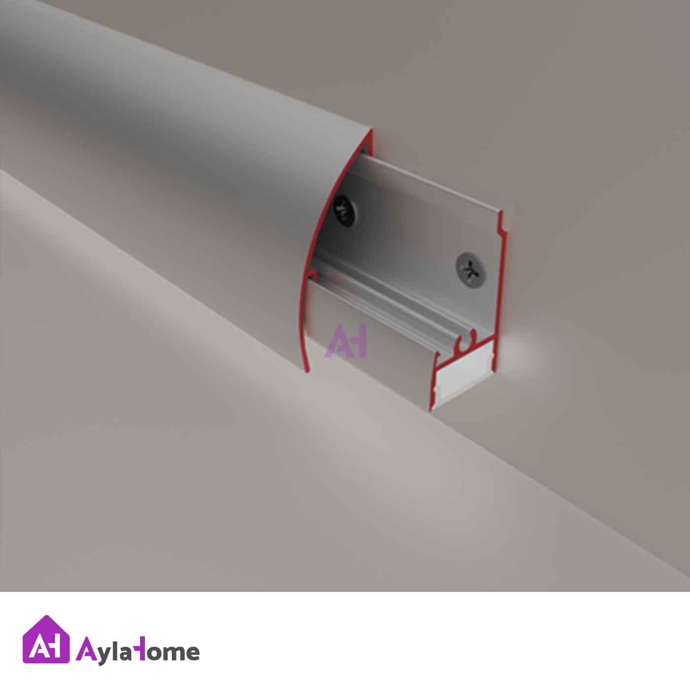 قرنیز آلومینیومی قوس دار 4 سانتی با شیار LED کد LS4 نقره ای (شاخه 3 متری)