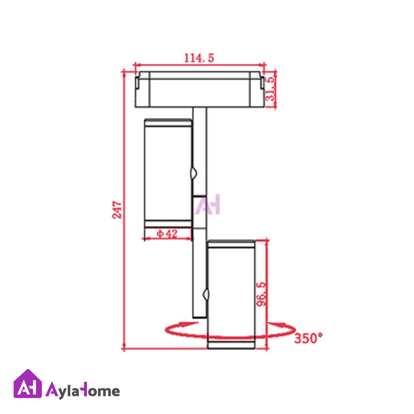 چراغ ترک لایت استوانه ای 16 وات دوبل تک پایه کد PET-C16W