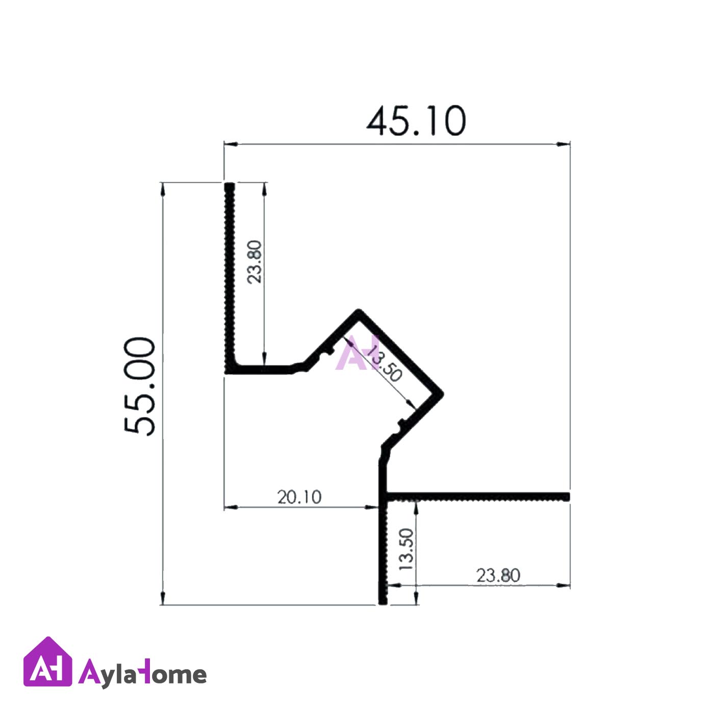 پروفیل چفت کناف 16 میل مشکی کد LK8